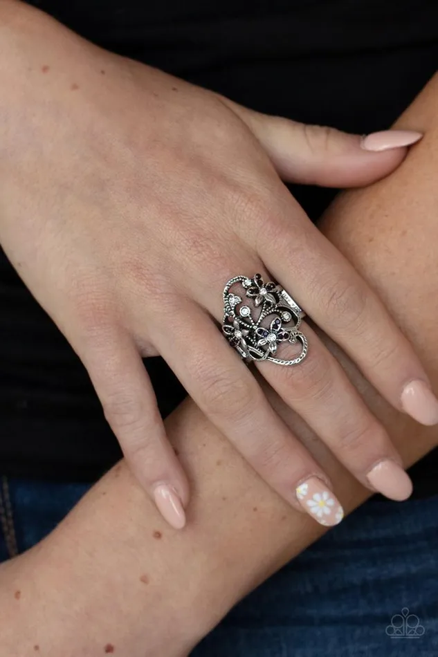 Rings Paparazzi Ring Flirtatiously Flowering Purple Paparazzi Jewelry