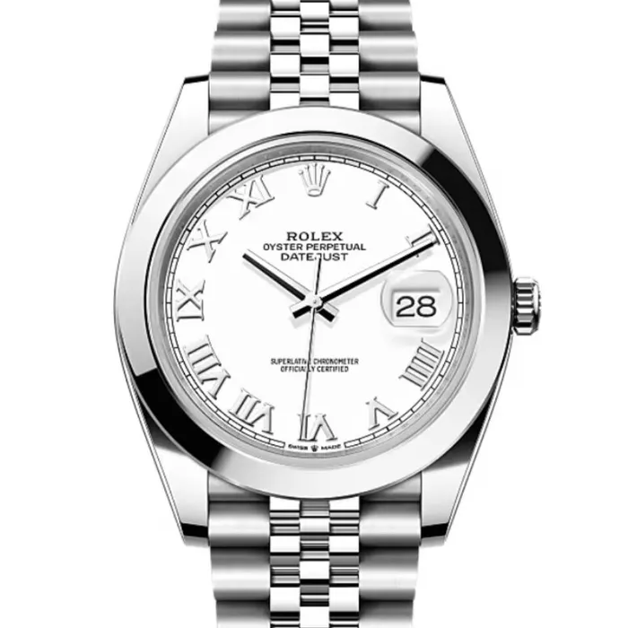 Rolex Bracelets Rolex Datejust 41mm Ref 1263000016 White Dial Stainless Steel Jubilee Bracelet Mens Watch