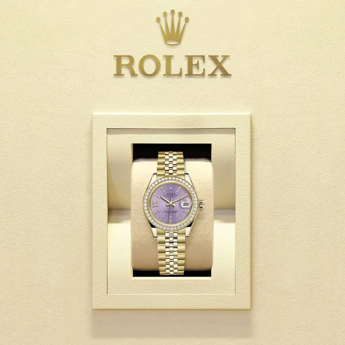 Rolex Bracelets Rolex Lady Datejust 28mm Ref 279138rbr0011 Purple Dial 18K Yellow Gold Jubilee Bracelet Womens Watch