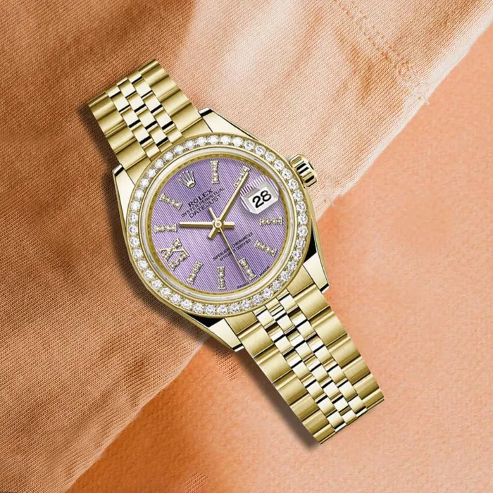 Rolex Bracelets Rolex Lady Datejust 28mm Ref 279138rbr0011 Purple Dial 18K Yellow Gold Jubilee Bracelet Womens Watch