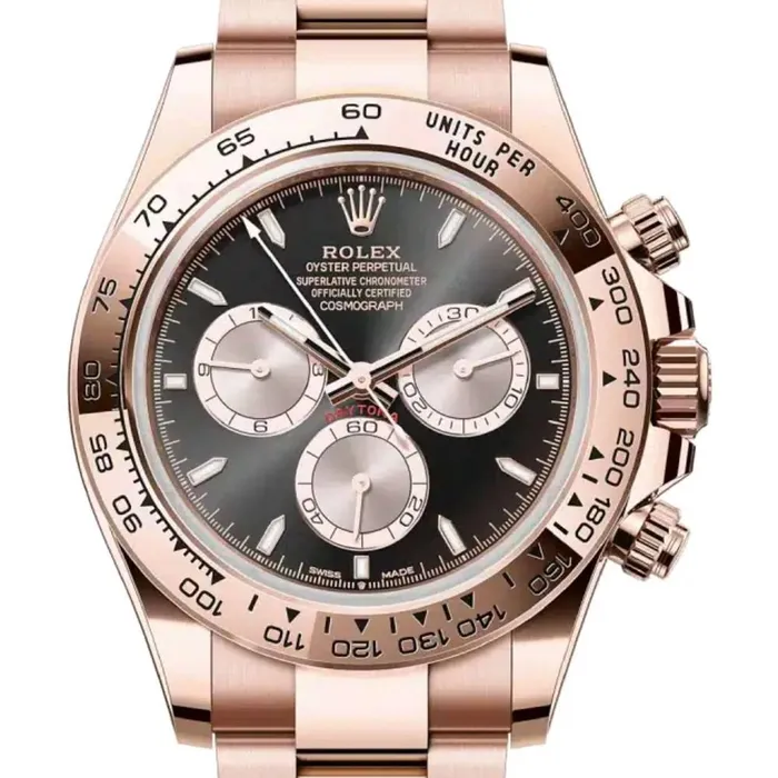 Rolex Cosmograph Daytona 40mm Ref 126505 Bright Black Steel Index Dial 18K Rose Gold Oyster Bracelet Mens Watch Rolex Bracelets