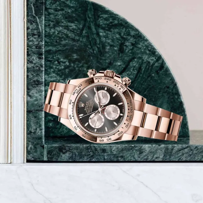 Rolex Cosmograph Daytona 40mm Ref 126505 Bright Black Steel Index Dial 18K Rose Gold Oyster Bracelet Mens Watch Rolex Bracelets