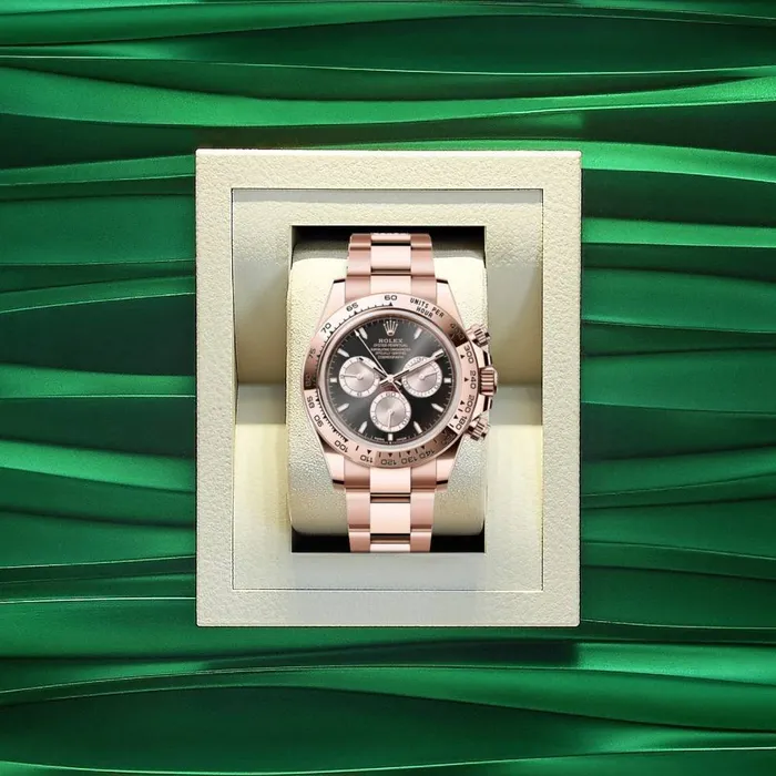 Rolex Cosmograph Daytona 40mm Ref 126505 Bright Black Steel Index Dial 18K Rose Gold Oyster Bracelet Mens Watch Rolex Bracelets