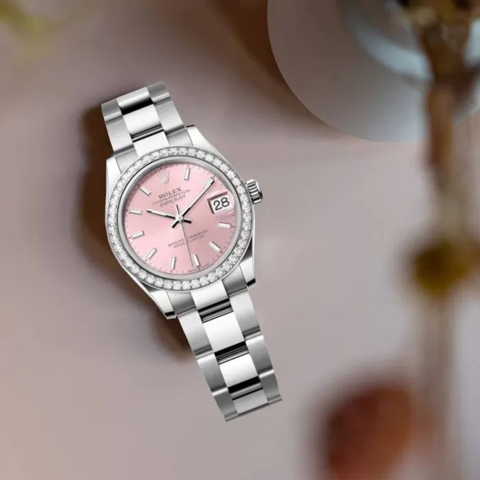 Rolex Datejust 31mm Ref 278384rbr0017 Pink Stick Dial Diamond Bezel Stainless Steel Oyster Bracelet Womens Watch Rolex Bracelets