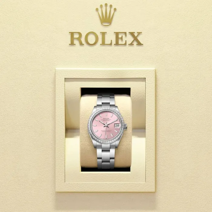 Rolex Datejust 31mm Ref 278384rbr0017 Pink Stick Dial Diamond Bezel Stainless Steel Oyster Bracelet Womens Watch Rolex Bracelets