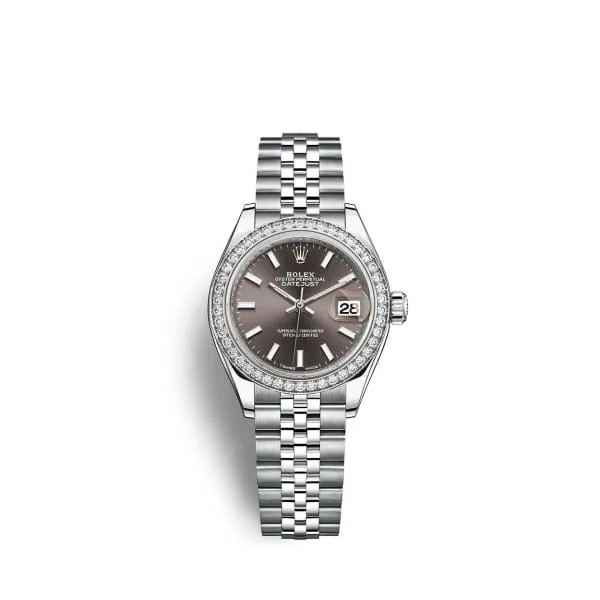 Rolex LadyDatejust 28mm Ref 279384rbr0013 Dark Grey Stick Dial Diamond Bezel Stainless Steel Jubilee Bracelet Womens Watch Rolex Bracelets Rolex LadyDatejust 28mm Ref 279384rbr0013 Dark Grey Stick Dial Diamond Bezel Stainless Steel Jubilee Bracelet Womens Watch Rolex Bracelets