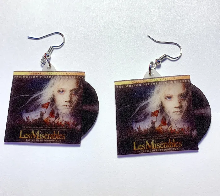 Sam Makes Things Earrings Les Miserables Movie Musical Soundtrack Vinyl Album Handmade Earrings