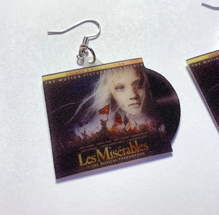 Sam Makes Things Earrings Les Miserables Movie Musical Soundtrack Vinyl Album Handmade Earrings