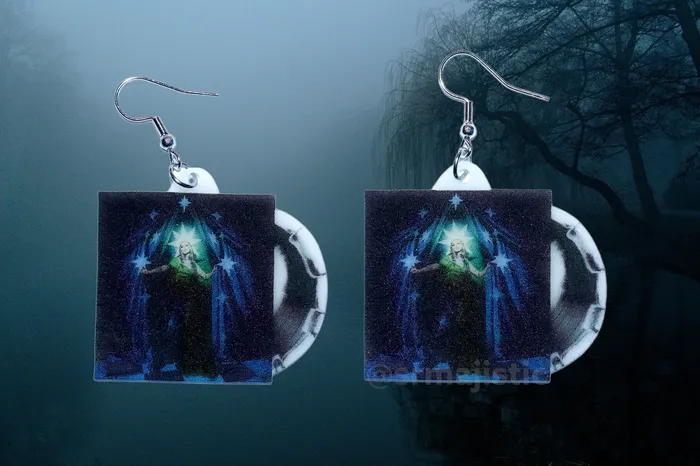 Sam Makes Things Earrings Mothica Nocturnal Vinyl Album Handmade Earrings