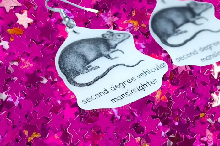 Sam Makes Things Earrings Rat Felony Meme Handmade Earrings