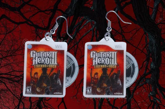 Sam Makes Things Earrings READY TO SHIP Guitar Hero III Legends of Rock Wii Game 2D detailed Handmade Earrings Sam Makes Things Earrings READY TO SHIP Guitar Hero III Legends of Rock Wii Game 2D detailed Handmade Earrings