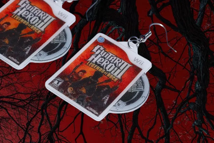 Sam Makes Things Earrings READY TO SHIP Guitar Hero III Legends of Rock Wii Game 2D detailed Handmade Earrings