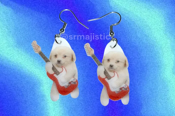 Sam Makes Things Puppy Dog Jotchua Playing Guitar Meme Funny Handmade Earrings Earrings Sam Makes Things Puppy Dog Jotchua Playing Guitar Meme Funny Handmade Earrings Earrings