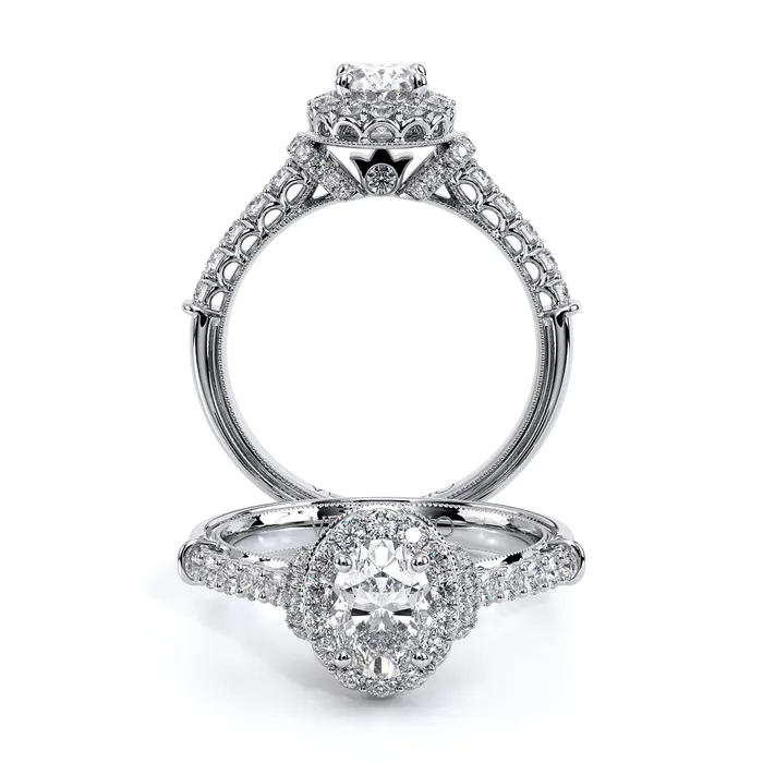 Verragio Rings Verragio 14K White Gold Semi Mount Diamond Ring with Oval Halo Verragio Rings Verragio 14K White Gold Semi Mount Diamond Ring with Oval Halo