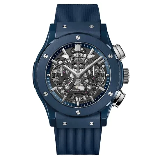 Watches Hublot Hublot Classic Fusion Aerofusion UEFA Champions League 45mm Watch Ref 525EX0170RXUCL20 Skeleton Dial Blue Lined Rubber Strap Watches Hublot Hublot Classic Fusion Aerofusion UEFA Champions League 45mm Watch Ref 525EX0170RXUCL20 Skeleton Dial Blue Lined Rubber Strap