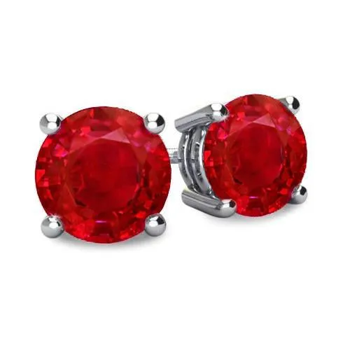 11 Ct Prong Set Round Cut Red Ruby Lady Studs Earrings GB Earrings