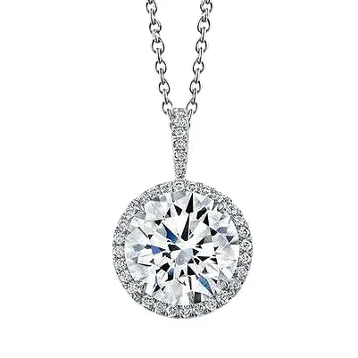 2 Carat Halo Natural Earth Mined Diamond Gold Pendant GB Necklaces