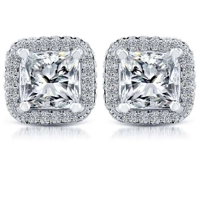 570 Carats Princess Round Natural Earth Mined Diamond Stud Earrings White Gold 14K GB Earrings 570 Carats Princess Round Natural Earth Mined Diamond Stud Earrings White Gold 14K GB Earrings