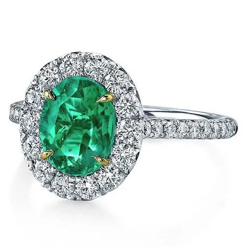 575 Carats Natural Earth Mined Diamond With Green Emerald Ring White Gold 14K GB Rings 575 Carats Natural Earth Mined Diamond With Green Emerald Ring White Gold 14K GB Rings