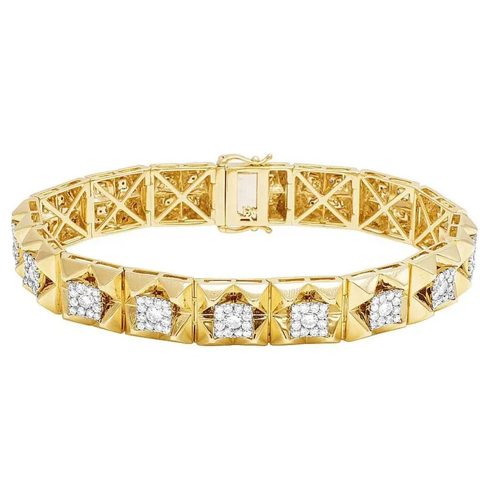 5 Carats Natural Earth Mined Diamond Square Mens Bracelet Yellow Gold 14K GB Bracelets 5 Carats Natural Earth Mined Diamond Square Mens Bracelet Yellow Gold 14K GB Bracelets