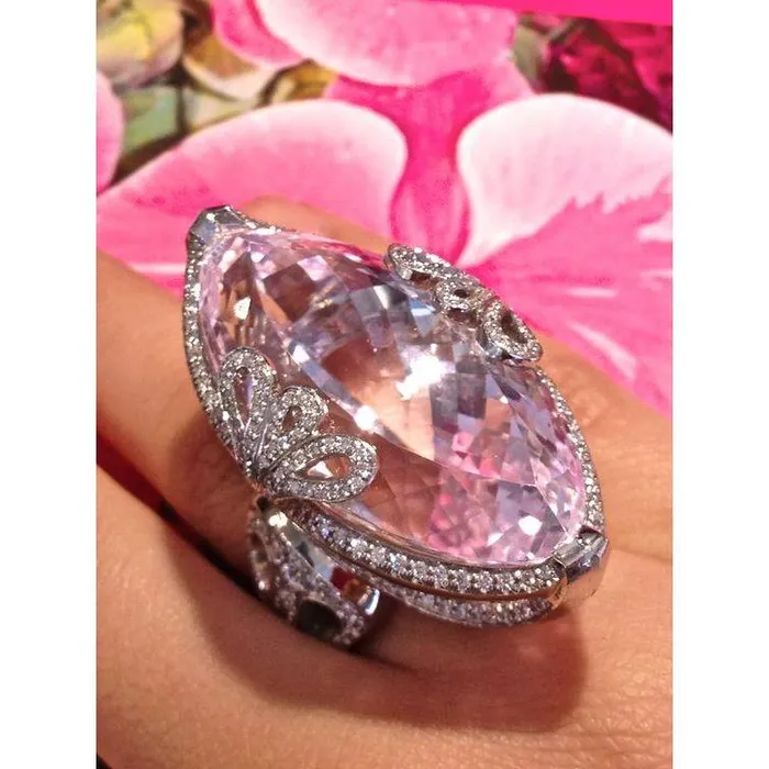 Big Pink Kunzite Cocktail Ring GB Rings
