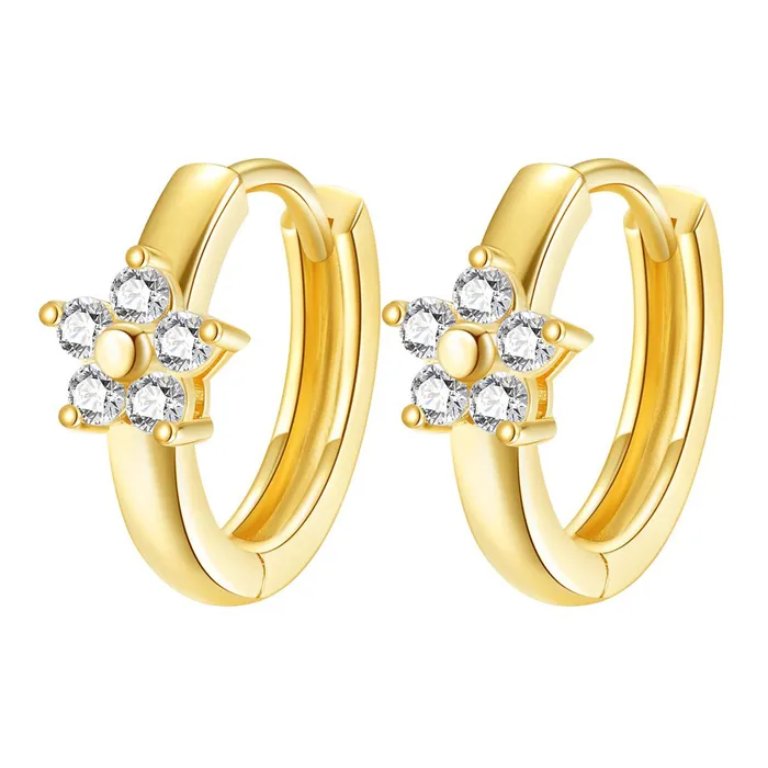 Bloom Huggie Hoop Earrings 14K Gold Hey Happiness Earrings
