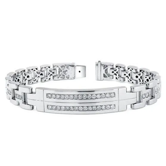 Bracelets GB 325 Carats Brilliant Cut Natural Earth Mined Diamonds Mens Bracelet WG 14K Bracelets GB 325 Carats Brilliant Cut Natural Earth Mined Diamonds Mens Bracelet WG 14K
