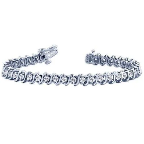Bracelets GB 8 Ct Round Real Natural Earth Mined Diamond S Link Tennis Bracelet White Gold Lady Jewelry Bracelets GB 8 Ct Round Real Natural Earth Mined Diamond S Link Tennis Bracelet White Gold Lady Jewelry
