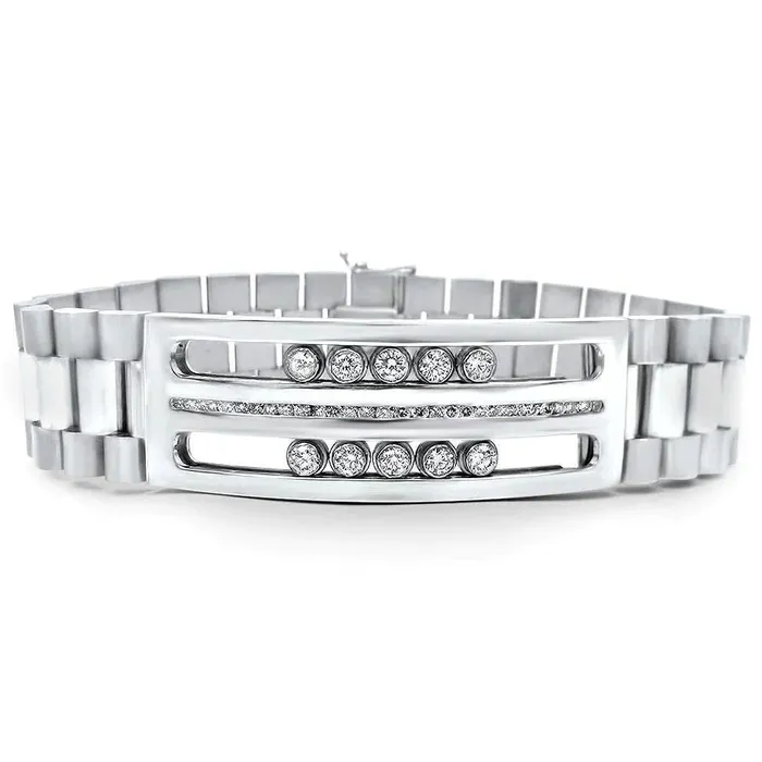 Bracelets GB Mens Watch Style Natural Earth Mined Diamond Bracelet