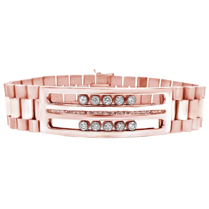 Bracelets GB Mens Watch Style Natural Earth Mined Diamond Bracelet Bracelets GB Mens Watch Style Natural Earth Mined Diamond Bracelet