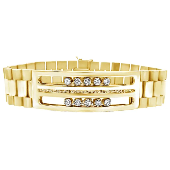 Bracelets GB Mens Watch Style Natural Earth Mined Diamond Bracelet Bracelets GB Mens Watch Style Natural Earth Mined Diamond Bracelet