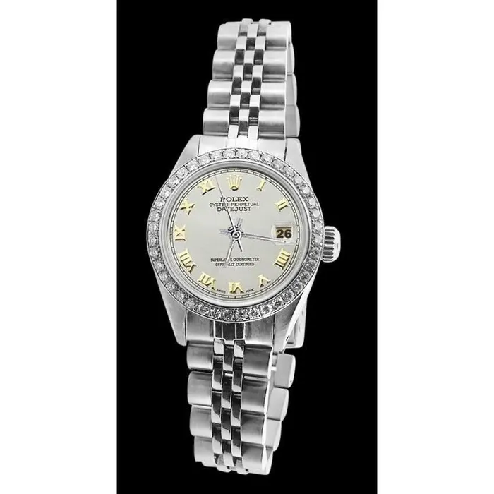 Bracelets GB White Roman Dial Rolex Ladies Bracelet Date Just Diamond Bezel Bracelets GB White Roman Dial Rolex Ladies Bracelet Date Just Diamond Bezel