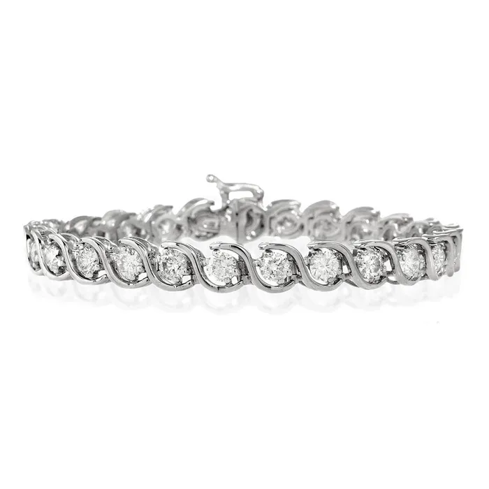Bracelets GB Women Round Real Natural Earth Mined Diamond Tennis Bracelet White Gold 625 Carats Bracelets GB Women Round Real Natural Earth Mined Diamond Tennis Bracelet White Gold 625 Carats