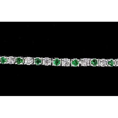 Bracelets Natural Earth Mined Diamond Tennis Bracelet Green Sapphire 6 Carats Women White Gold 14K GB Bracelets Natural Earth Mined Diamond Tennis Bracelet Green Sapphire 6 Carats Women White Gold 14K GB