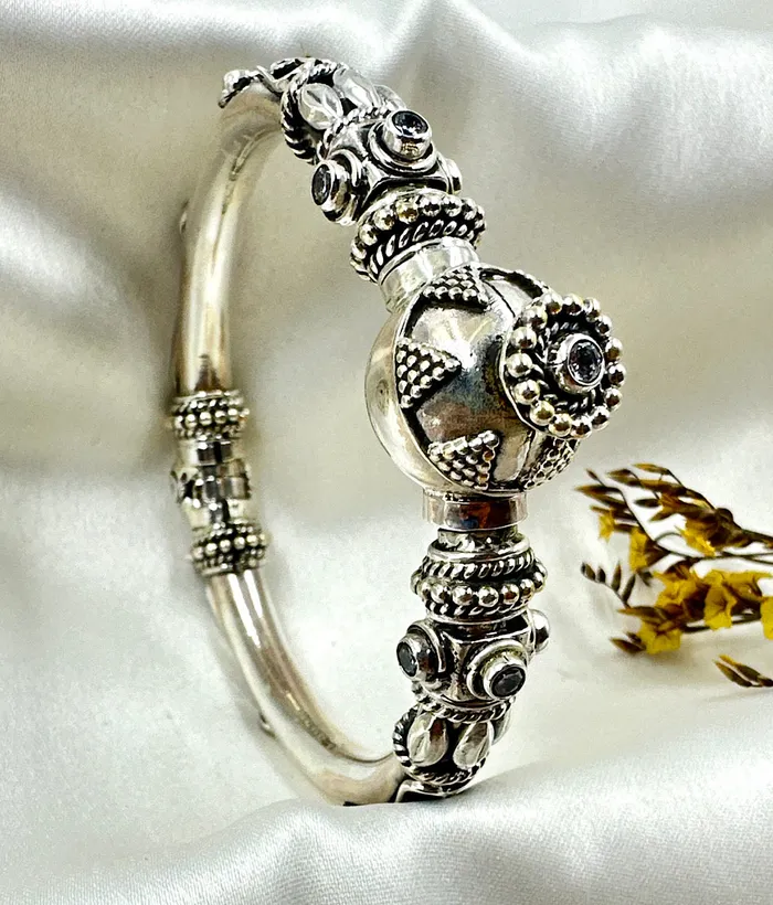Bracelets The Oxidised Silver Openable Bracelet Size 24 Jaipur