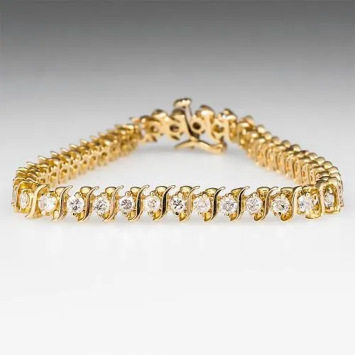 Bracelets Yellow Gold S Link Style Round Natural Earth Mined Diamond Tennis Bracelet 360 Ct GB Bracelets Yellow Gold S Link Style Round Natural Earth Mined Diamond Tennis Bracelet 360 Ct GB