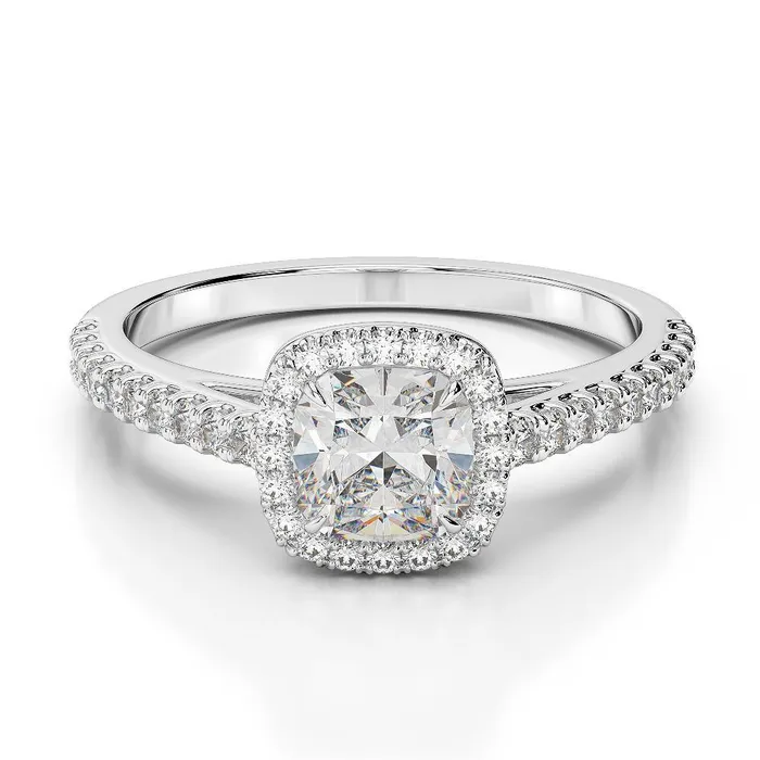 Cushion And Round Natural Earth Mined Diamond 325 Carats Ring Halo White Gold 14K GB Rings Cushion And Round Natural Earth Mined Diamond 325 Carats Ring Halo White Gold 14K GB Rings