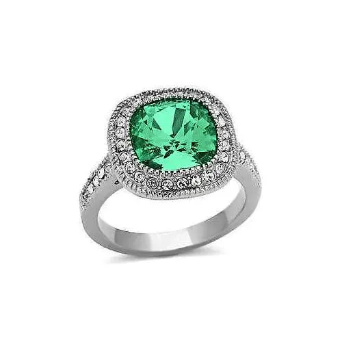 Cushion Cut Green Emerald And Natural Earth Mined Diamond Wedding Ring White Gold 14K 65 Ct GB Rings Cushion Cut Green Emerald And Natural Earth Mined Diamond Wedding Ring White Gold 14K 65 Ct GB Rings