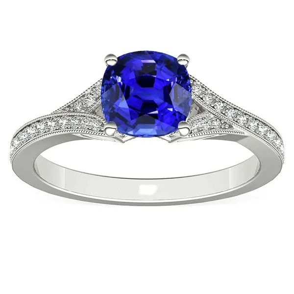 Cushion Sapphire Gemstone Ring 350 Carats Split Shank Womens Jewelry HarryChadEntcom Rings Cushion Sapphire Gemstone Ring 350 Carats Split Shank Womens Jewelry HarryChadEntcom Rings