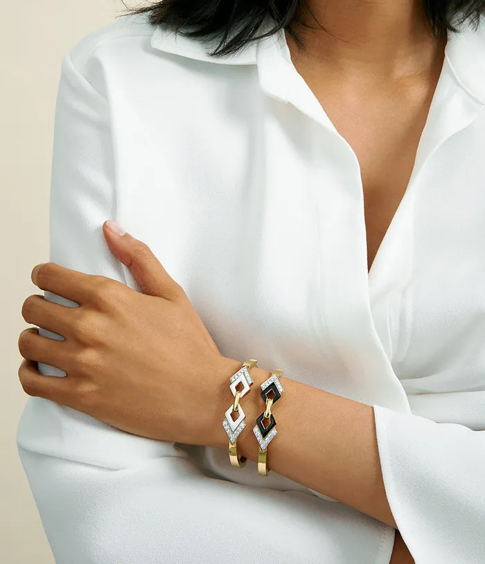 Double Diamond Bracelet White Enamel David Webb Workshop Bracelets Double Diamond Bracelet White Enamel David Webb Workshop Bracelets