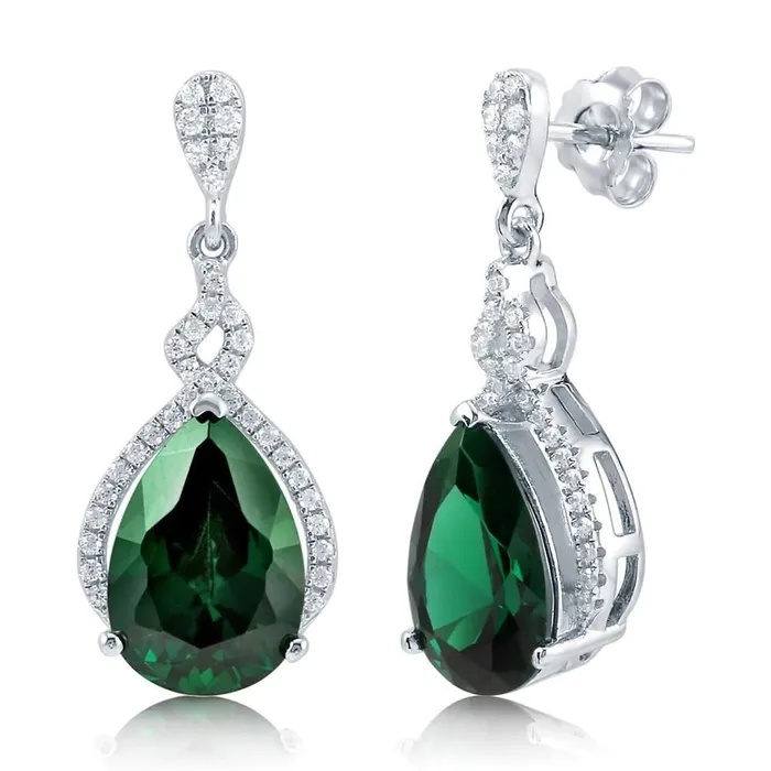 Earrings 626 Carats Green Emerald And Natural Earth Mined Diamonds Ladies Dangle Earrings White Gold GB Earrings 626 Carats Green Emerald And Natural Earth Mined Diamonds Ladies Dangle Earrings White Gold GB