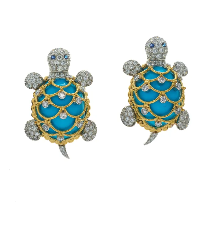 Earrings David Webb Workshop Diamond Turtle Earrings