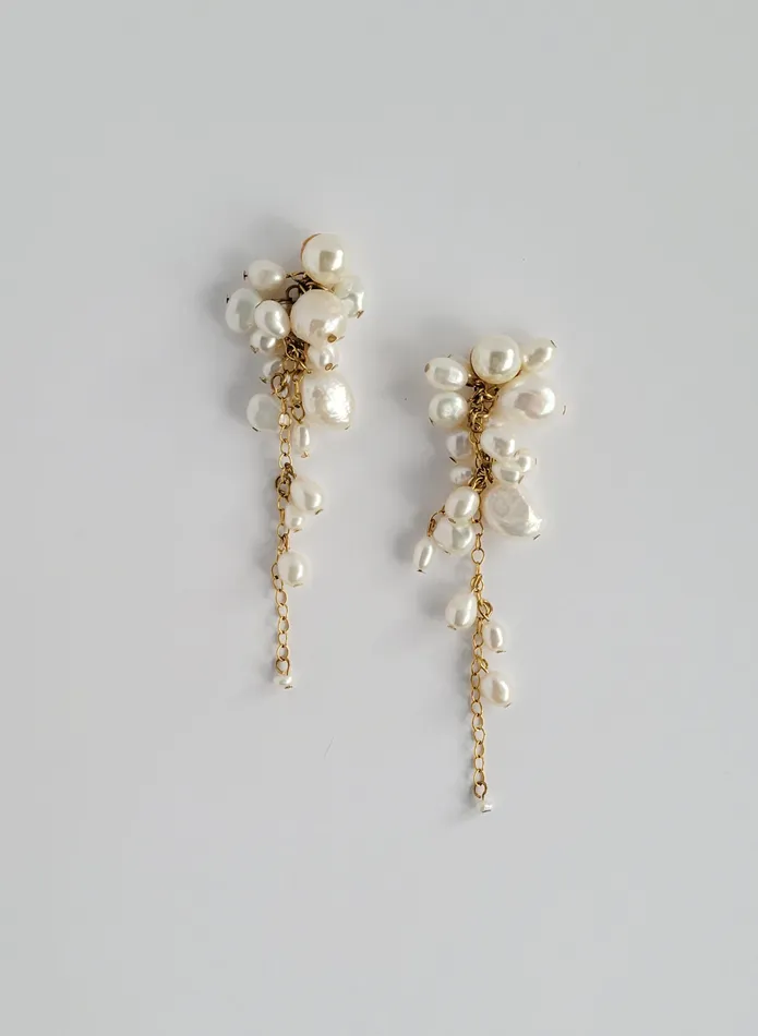 Earrings Freshwater pearl cluster and dangle earrings Style 2537 twigs honey