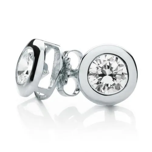 Earrings GB 15 Ct Bezel Set Round Natural Earth Mined Diamond Stud Earring Earrings GB 15 Ct Bezel Set Round Natural Earth Mined Diamond Stud Earring