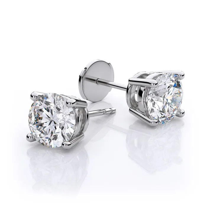 Earrings GB 1 Carat Round 4 Prong Set Natural Earth Mined Diamond Stud Earring 14K White Gold Earrings GB 1 Carat Round 4 Prong Set Natural Earth Mined Diamond Stud Earring 14K White Gold