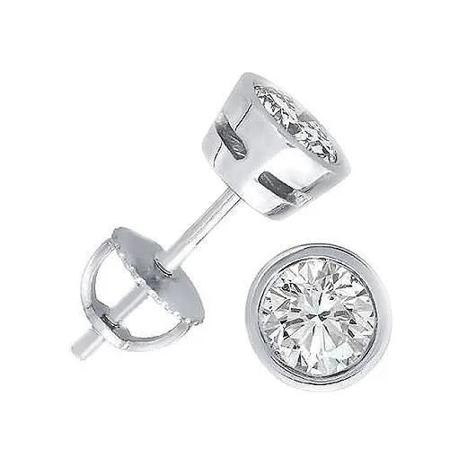 Earrings GB Bezel Set Solitaire 2 Carats Real Natural Earth Mined Diamond Stud Earrings Women Jewelry Earrings GB Bezel Set Solitaire 2 Carats Real Natural Earth Mined Diamond Stud Earrings Women Jewelry