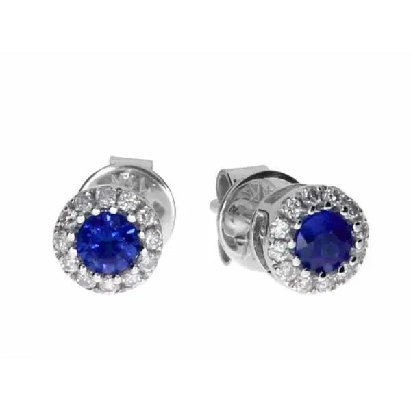 Earrings GB Brilliant Cut Sapphire And Natural Earth Mined Diamond 3 Ct Stud Earring White Gold Earrings GB Brilliant Cut Sapphire And Natural Earth Mined Diamond 3 Ct Stud Earring White Gold