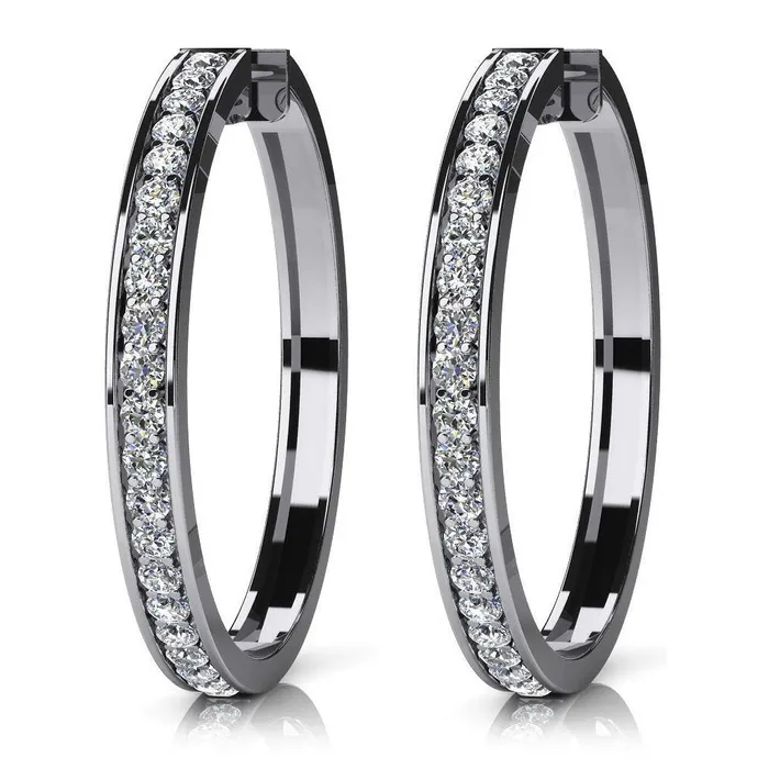 Earrings GB Gorgeous 2 Ct Small Round Cut Natural Earth Mined Diamonds Hoop Earrings White Gold 14K Earrings GB Gorgeous 2 Ct Small Round Cut Natural Earth Mined Diamonds Hoop Earrings White Gold 14K