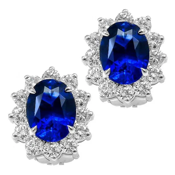 Earrings GB Oval Cut Sri Lankan Sapphire And Natural Earth Mined Diamond Stud Earring 450 Ct Earrings GB Oval Cut Sri Lankan Sapphire And Natural Earth Mined Diamond Stud Earring 450 Ct