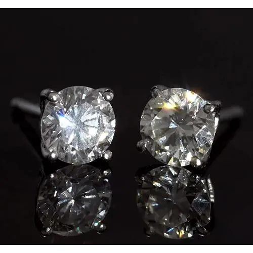 Earrings GB Prong Round Natural Earth Mined Diamond Stud Earring 180 Carats White Gold 14K